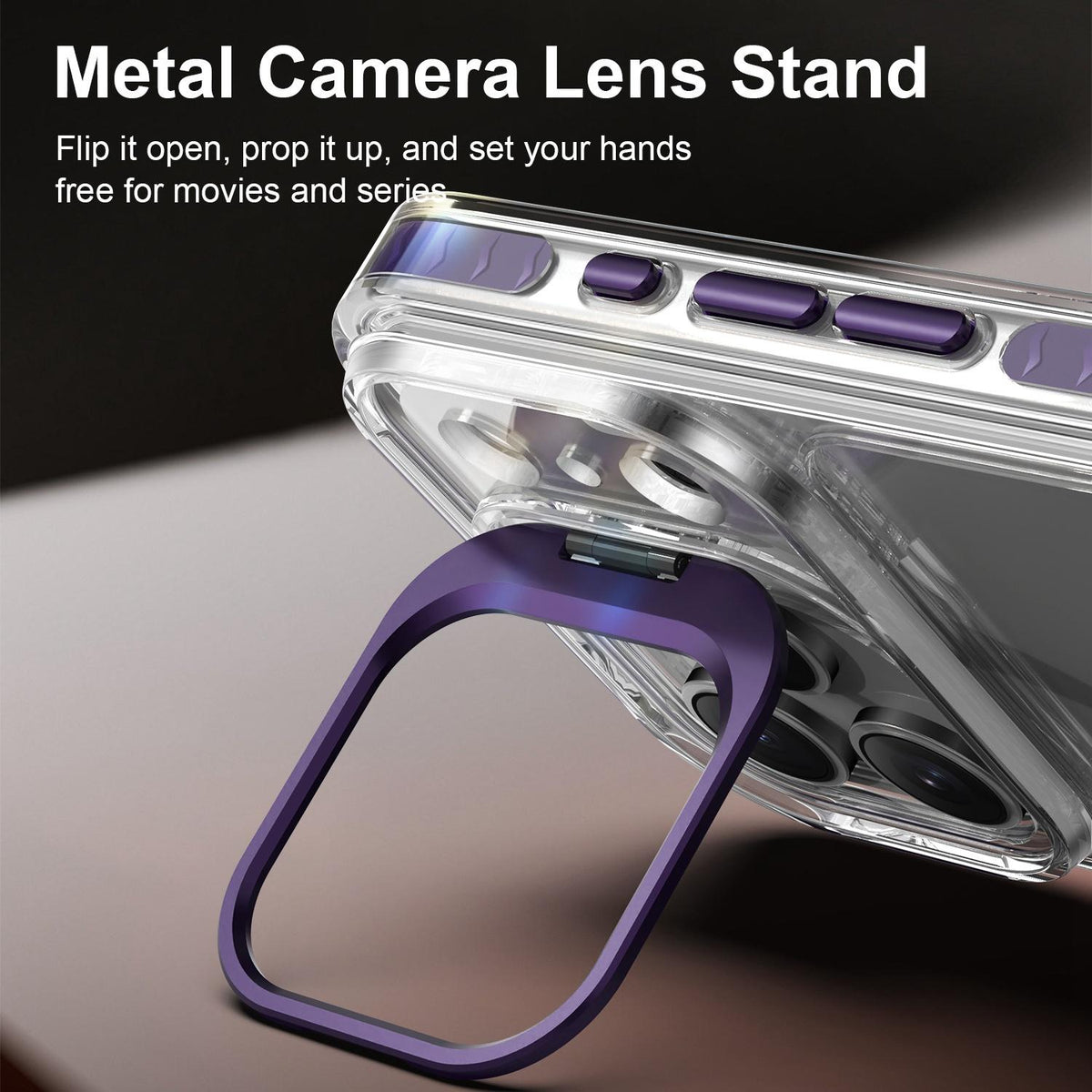 For iPhone 17 Pro Lens Frame Holder Acrylic TPU Phone Case - Clear Purple - EDA009890904E