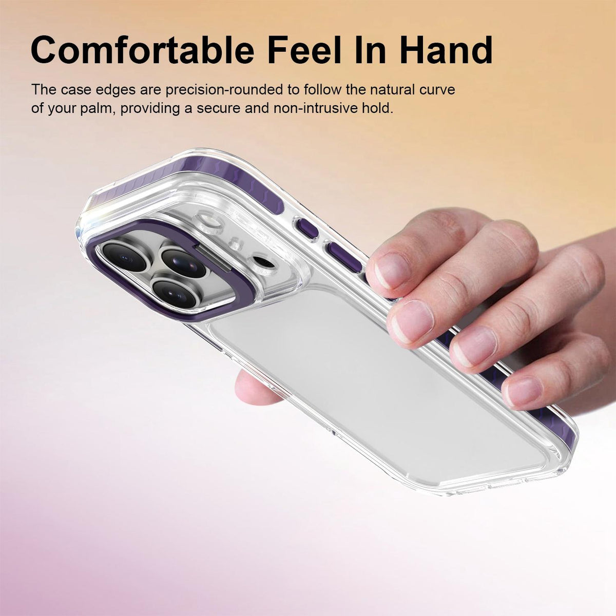 For iPhone 17 Pro Lens Frame Holder Acrylic TPU Phone Case - Clear Purple - EDA009890904E