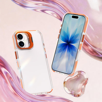 For iPhone 17 Lens Frame Holder Acrylic TPU Phone Case - Clear Orange - EDA009890905A