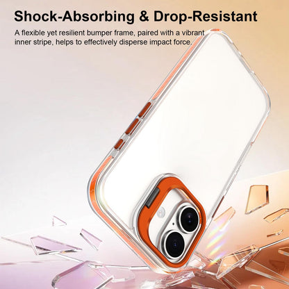 For iPhone 17 Lens Frame Holder Acrylic TPU Phone Case - Clear Orange - EDA009890905A