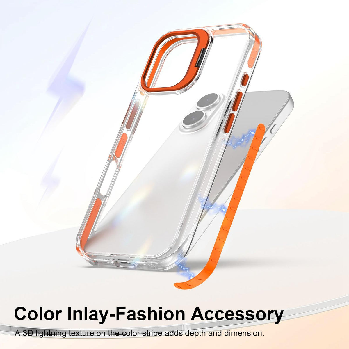 For iPhone 17 Lens Frame Holder Acrylic TPU Phone Case - Clear Orange - EDA009890905A