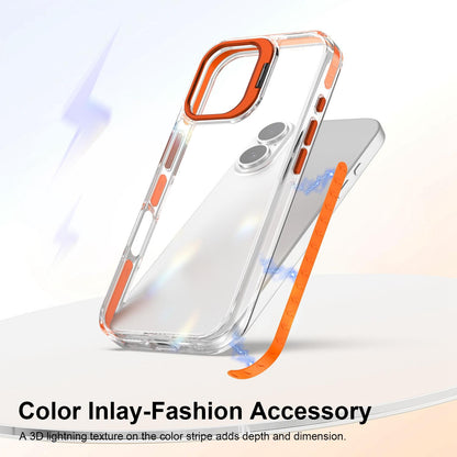 For iPhone 17 Lens Frame Holder Acrylic TPU Phone Case - Clear Orange - EDA009890905A
