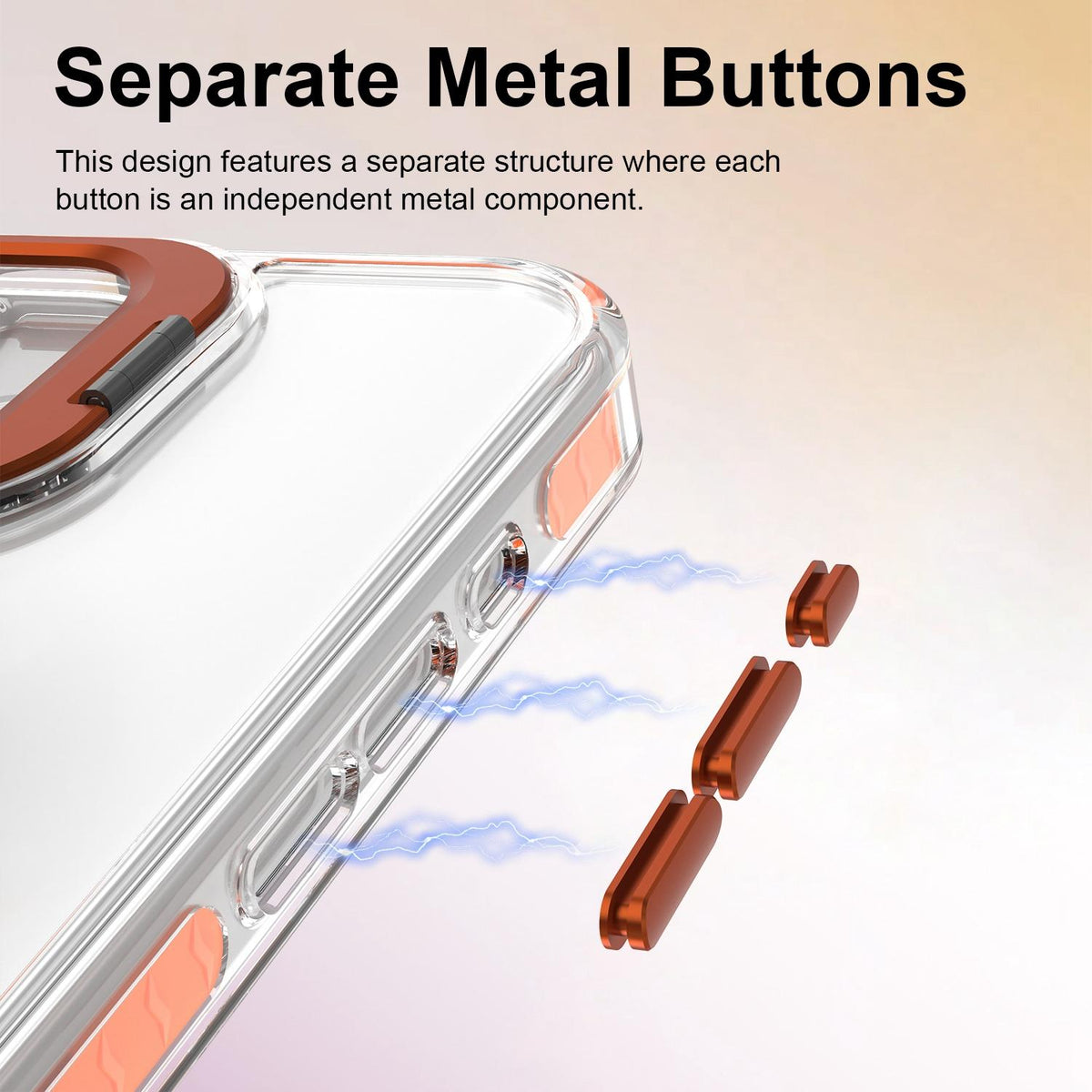 For iPhone 17 Lens Frame Holder Acrylic TPU Phone Case - Clear Orange - EDA009890905A