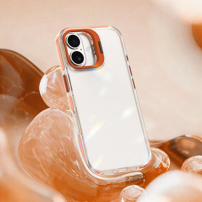 For iPhone 17 Lens Frame Holder Acrylic TPU Phone Case - Clear Orange - EDA009890905A