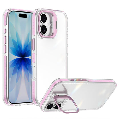 For iPhone 17 Lens Frame Holder Acrylic TPU Phone Case - Clear Pink - EDA009890905B