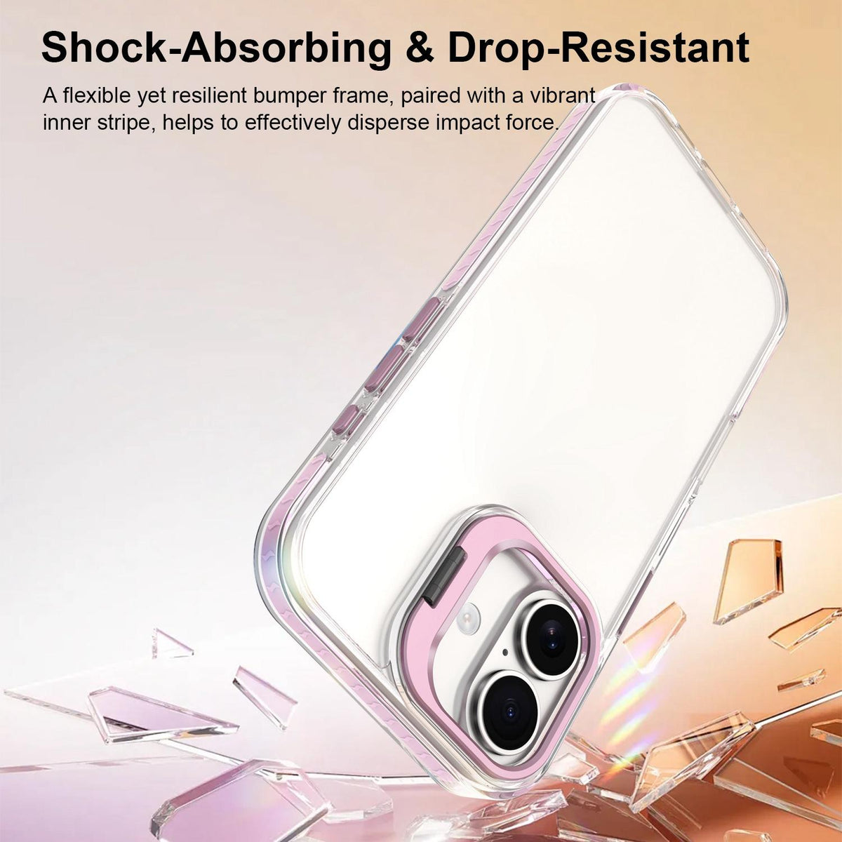 For iPhone 17 Lens Frame Holder Acrylic TPU Phone Case - Clear Pink - EDA009890905B