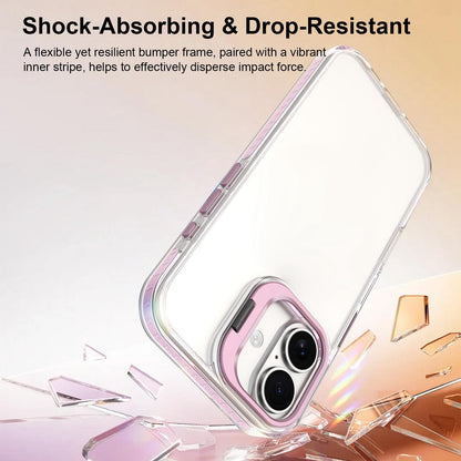 For iPhone 17 Lens Frame Holder Acrylic TPU Phone Case - Clear Pink - EDA009890905B