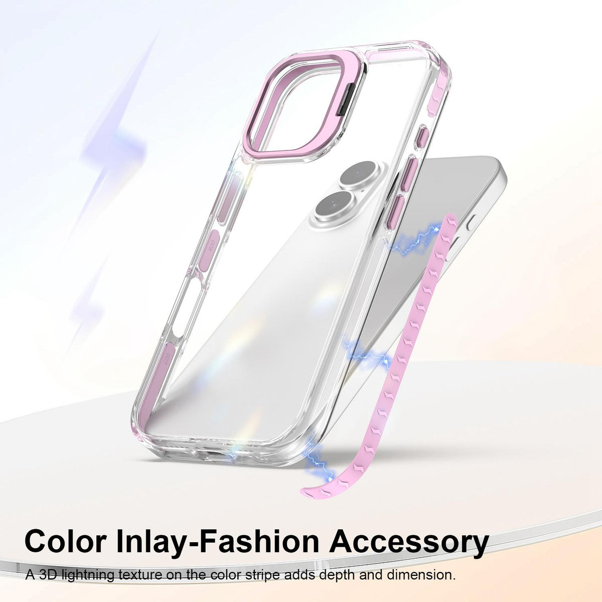 For iPhone 17 Lens Frame Holder Acrylic TPU Phone Case - Clear Pink - EDA009890905B