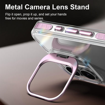 For iPhone 17 Lens Frame Holder Acrylic TPU Phone Case - Clear Pink - EDA009890905B
