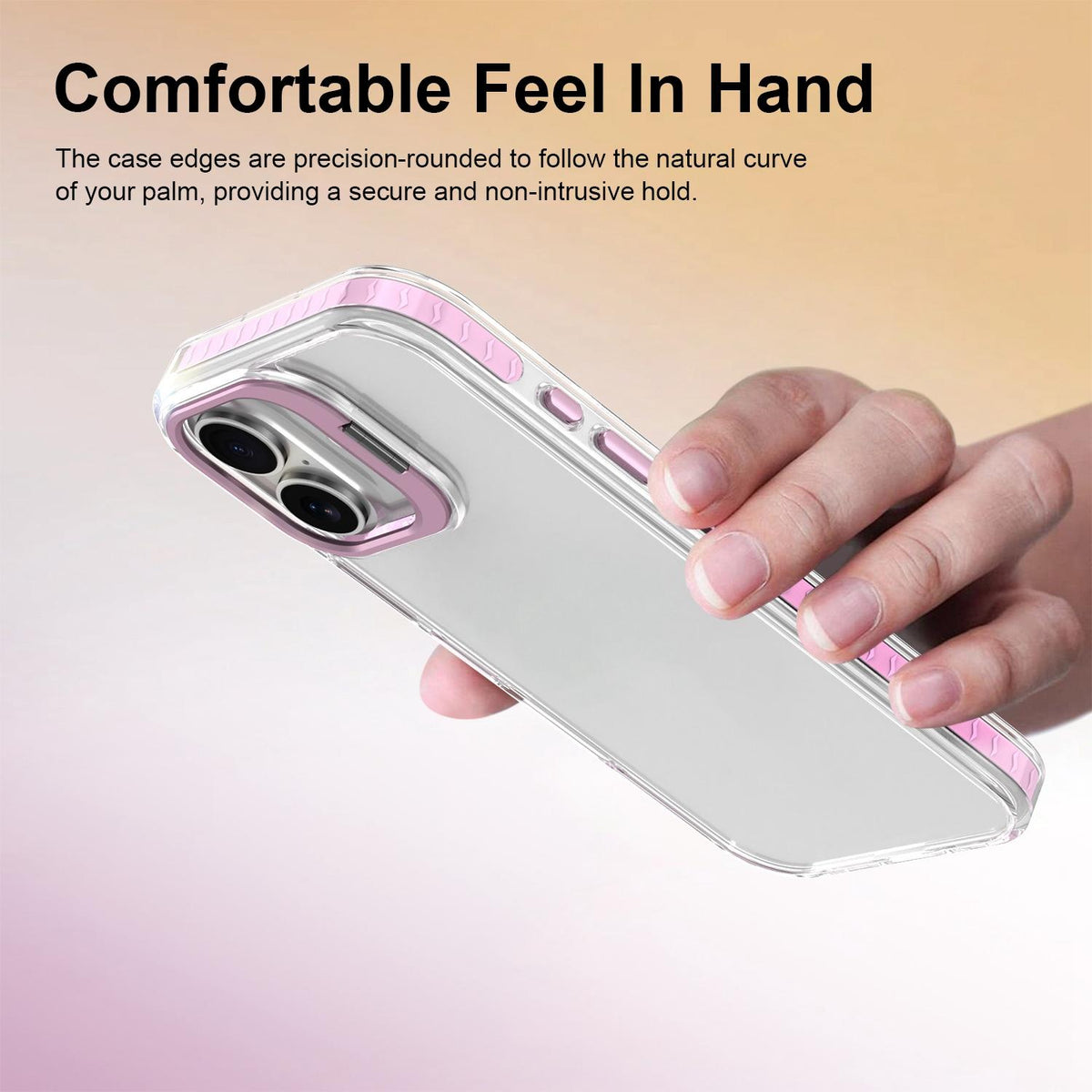 For iPhone 17 Lens Frame Holder Acrylic TPU Phone Case - Clear Pink - EDA009890905B