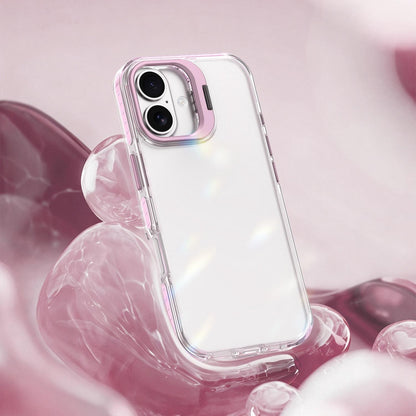 For iPhone 17 Lens Frame Holder Acrylic TPU Phone Case - Clear Pink - EDA009890905B