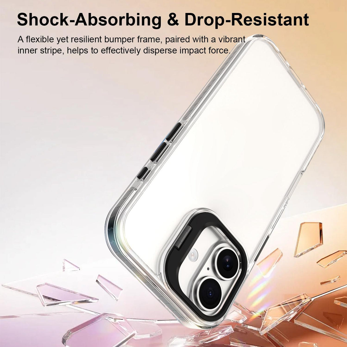 For iPhone 17 Lens Frame Holder Acrylic TPU Phone Case - Clear Black - EDA009890905C