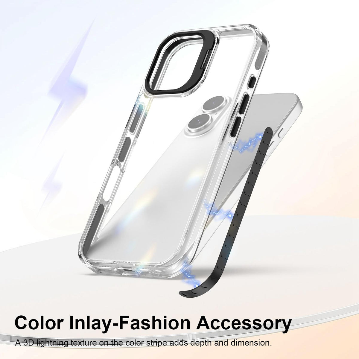 For iPhone 17 Lens Frame Holder Acrylic TPU Phone Case - Clear Black - EDA009890905C