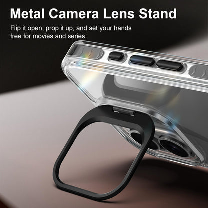 For iPhone 17 Lens Frame Holder Acrylic TPU Phone Case - Clear Black - EDA009890905C