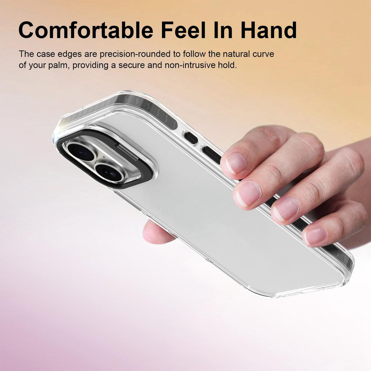 For iPhone 17 Lens Frame Holder Acrylic TPU Phone Case - Clear Black - EDA009890905C