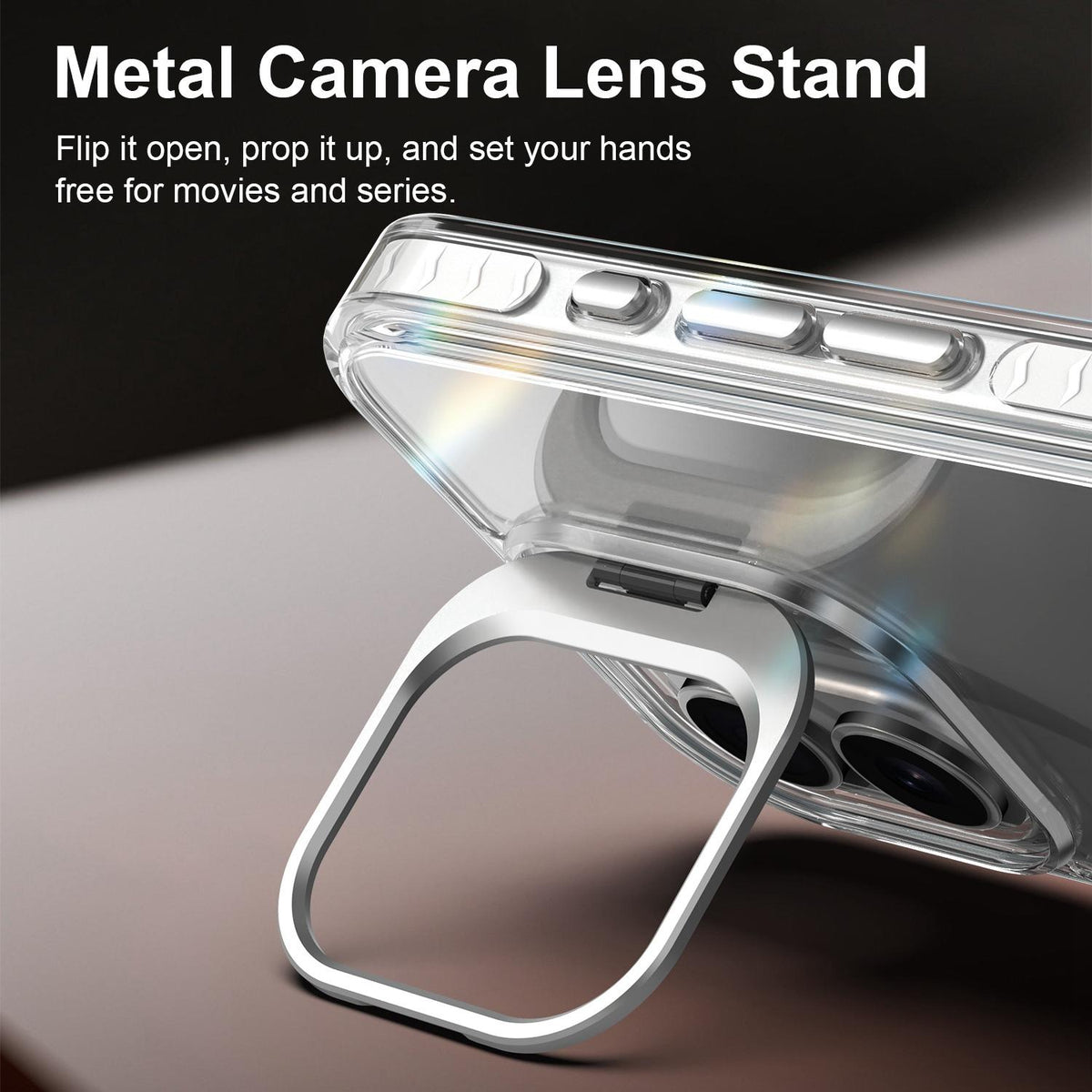 For iPhone 17 Lens Frame Holder Acrylic TPU Phone Case - Transparent - EDA009890905D