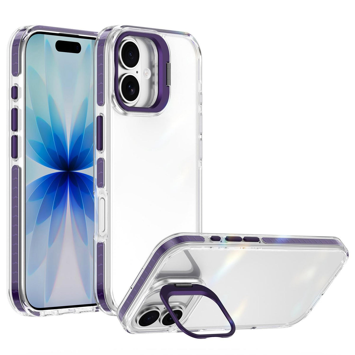 For iPhone 17 Lens Frame Holder Acrylic TPU Phone Case - Clear Purple - EDA009890905E