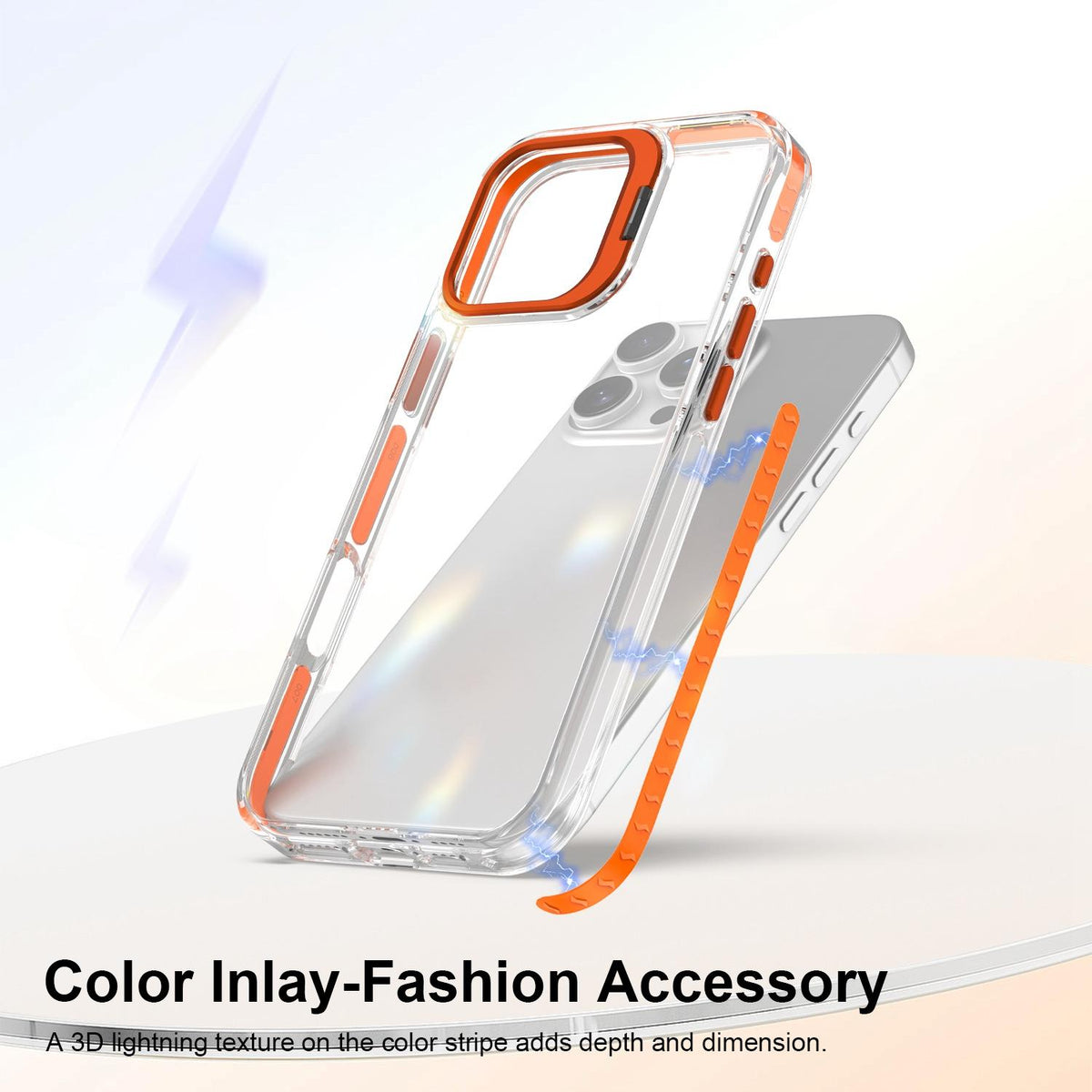 For iPhone 16 Pro Lens Frame Holder Acrylic TPU Phone Case - Clear Orange - EDA009890908A