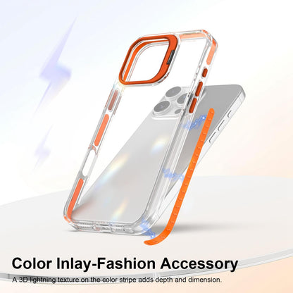 For iPhone 16 Pro Lens Frame Holder Acrylic TPU Phone Case - Clear Orange - EDA009890908A