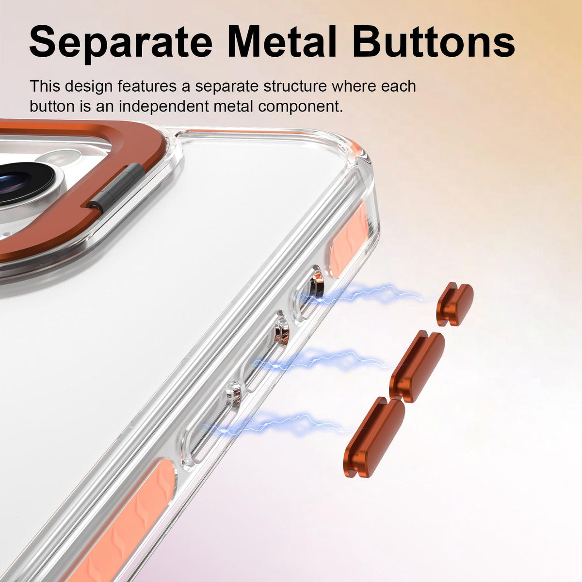 For iPhone 16 Pro Lens Frame Holder Acrylic TPU Phone Case - Clear Orange - EDA009890908A