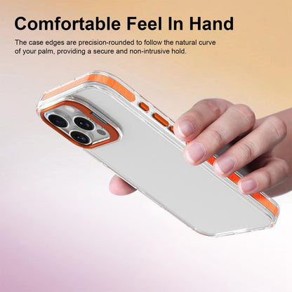 For iPhone 16 Pro Lens Frame Holder Acrylic TPU Phone Case - Clear Orange - EDA009890908A