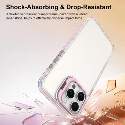 For iPhone 16 Pro Lens Frame Holder Acrylic TPU Phone Case - Clear Pink - EDA009890908B