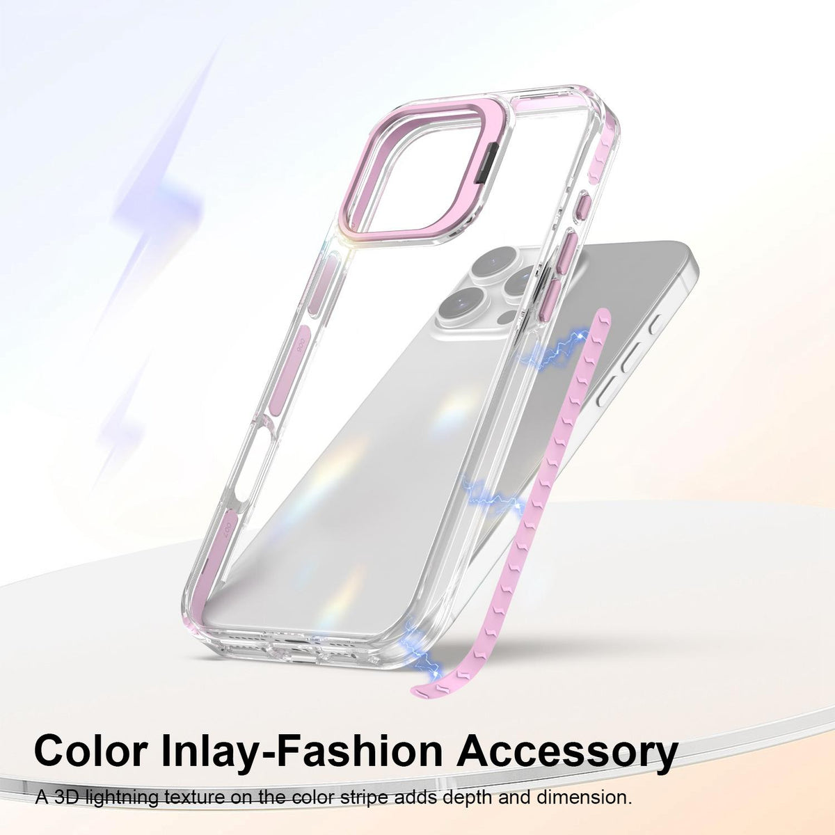 For iPhone 16 Pro Lens Frame Holder Acrylic TPU Phone Case - Clear Pink - EDA009890908B