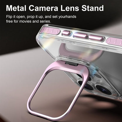 For iPhone 16 Pro Lens Frame Holder Acrylic TPU Phone Case - Clear Pink - EDA009890908B