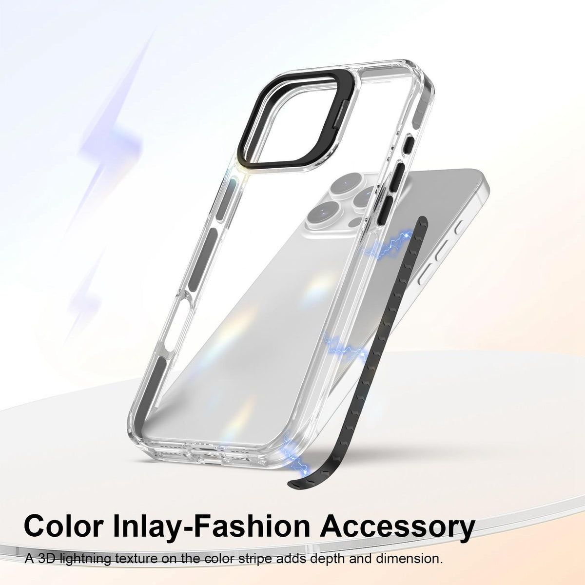 For iPhone 16 Pro Lens Frame Holder Acrylic TPU Phone Case - Clear Black - EDA009890908C
