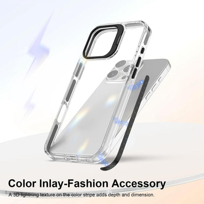 For iPhone 16 Pro Lens Frame Holder Acrylic TPU Phone Case - Clear Black - EDA009890908C