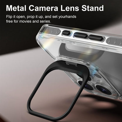 For iPhone 16 Pro Lens Frame Holder Acrylic TPU Phone Case - Clear Black - EDA009890908C