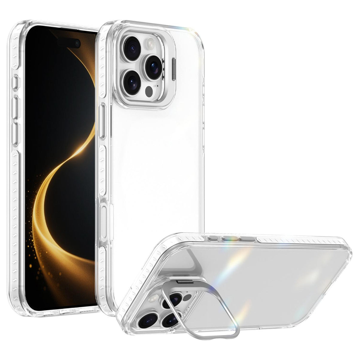 For iPhone 16 Pro Lens Frame Holder Acrylic TPU Phone Case - Transparent - EDA009890908D