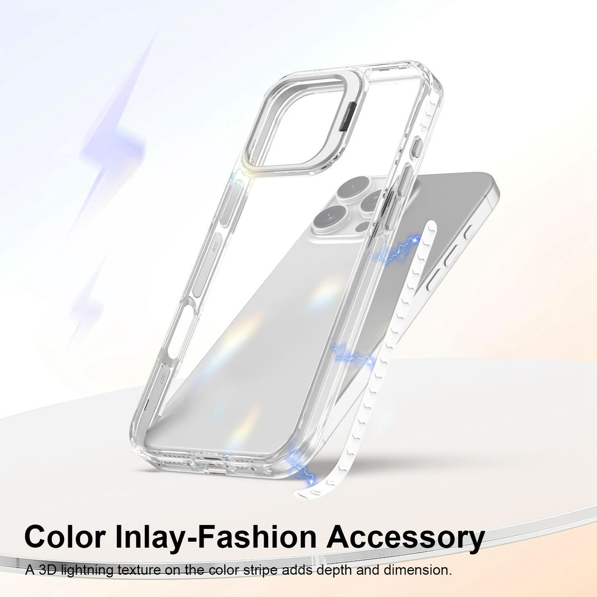 For iPhone 16 Pro Lens Frame Holder Acrylic TPU Phone Case - Transparent - EDA009890908D