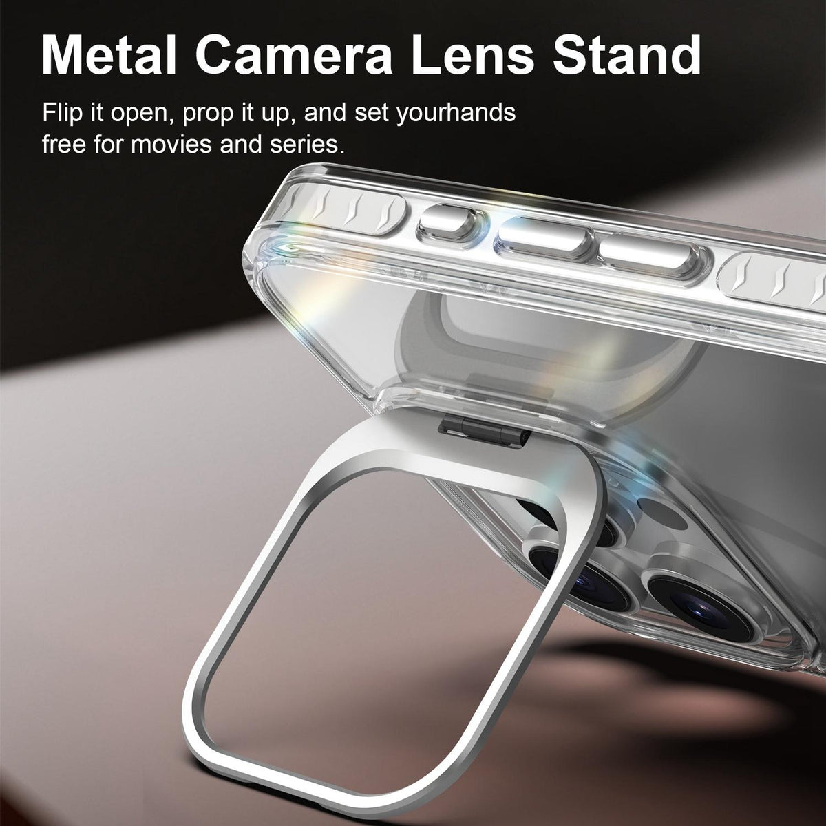 For iPhone 16 Pro Lens Frame Holder Acrylic TPU Phone Case - Transparent - EDA009890908D