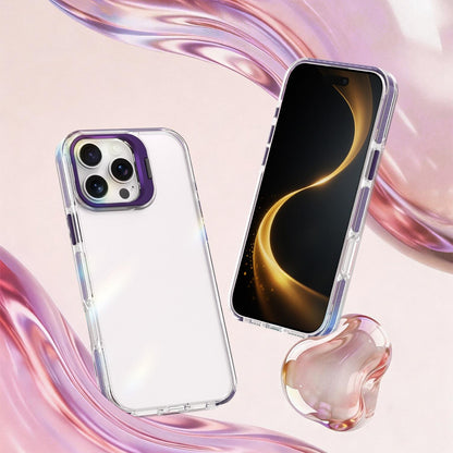 For iPhone 16 Pro Lens Frame Holder Acrylic TPU Phone Case - Clear Purple - EDA009890908E