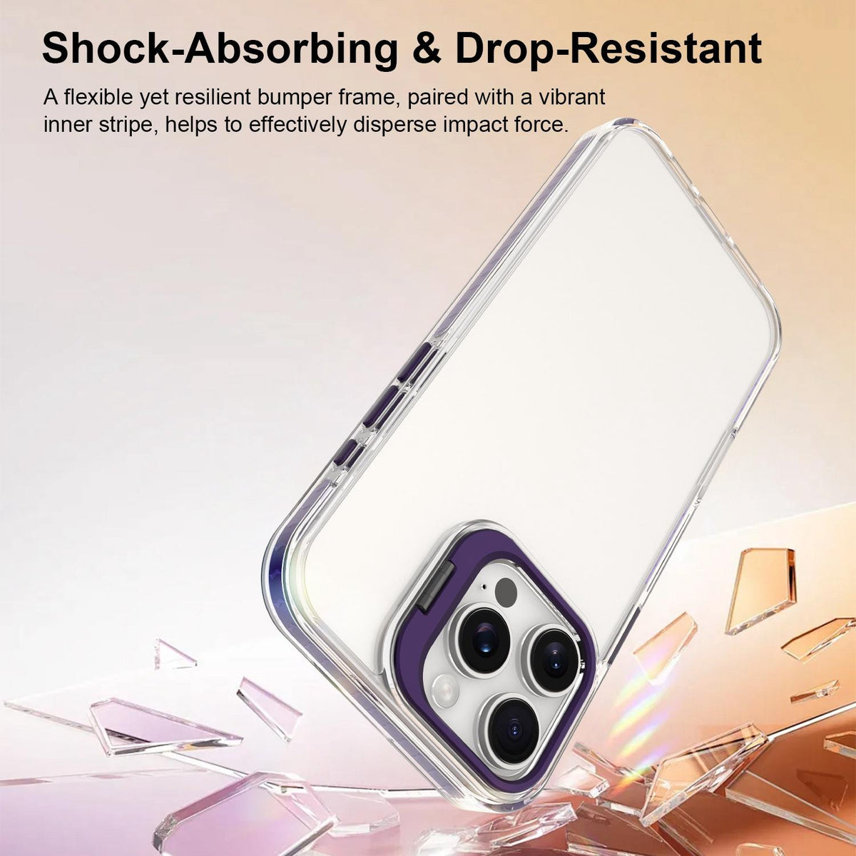 For iPhone 16 Pro Lens Frame Holder Acrylic TPU Phone Case - Clear Purple - EDA009890908E