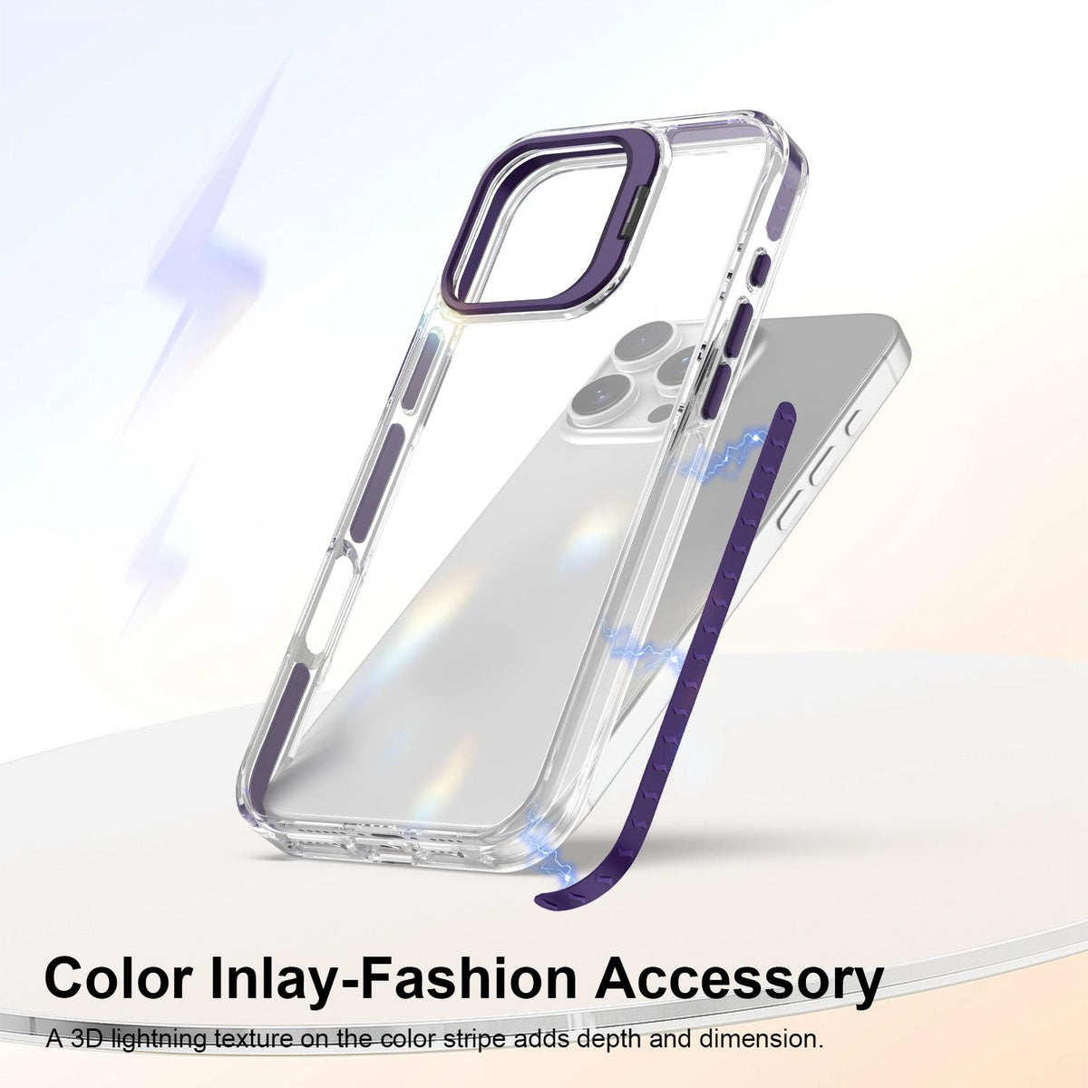 For iPhone 16 Pro Lens Frame Holder Acrylic TPU Phone Case - Clear Purple - EDA009890908E