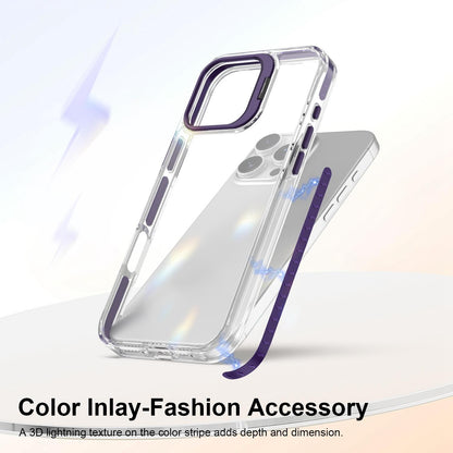 For iPhone 16 Pro Lens Frame Holder Acrylic TPU Phone Case - Clear Purple - EDA009890908E
