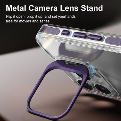 For iPhone 16 Pro Lens Frame Holder Acrylic TPU Phone Case - Clear Purple - EDA009890908E