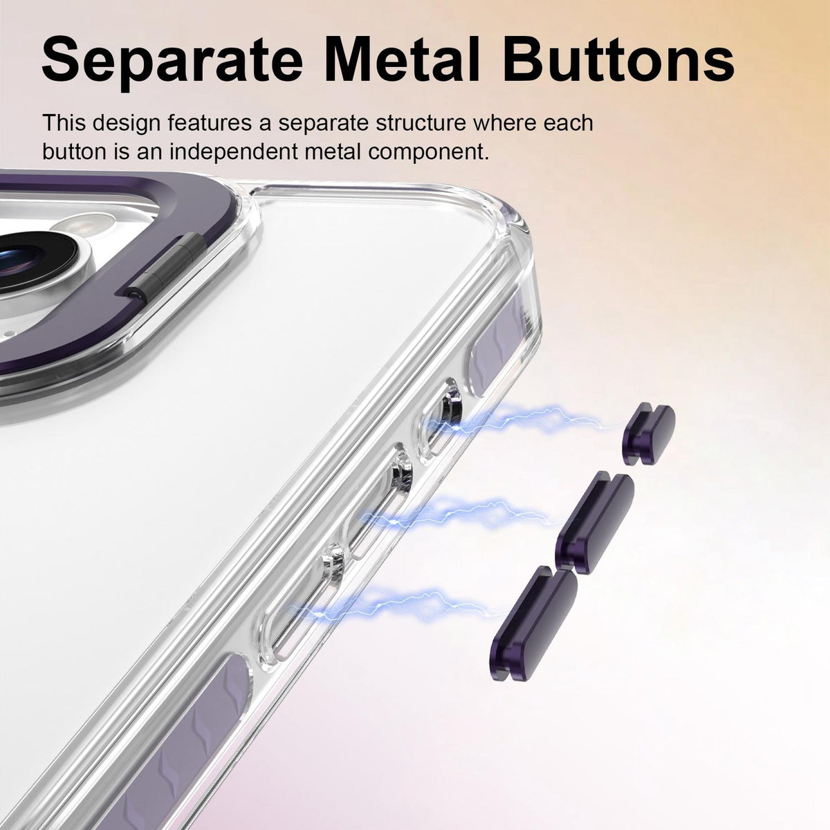For iPhone 16 Pro Lens Frame Holder Acrylic TPU Phone Case - Clear Purple - EDA009890908E