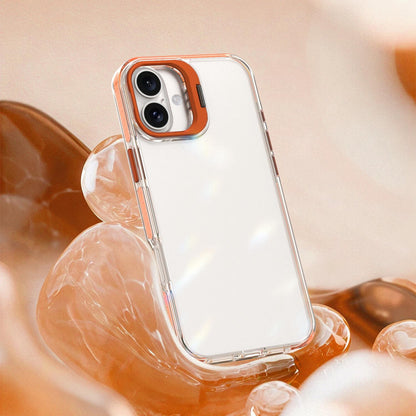 For iPhone 16 Plus Lens Frame Holder Acrylic TPU Phone Case - Clear Orange - EDA009890909A