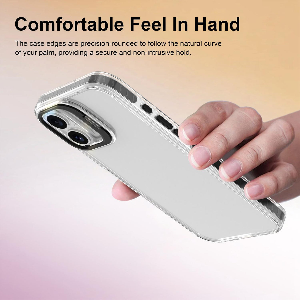 For iPhone 16 Plus Lens Frame Holder Acrylic TPU Phone Case - Clear Black - EDA009890909C