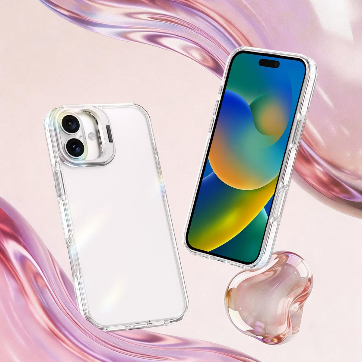 For iPhone 16 Plus Lens Frame Holder Acrylic TPU Phone Case - Transparent - EDA009890909D