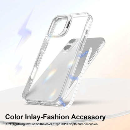 For iPhone 16 Plus Lens Frame Holder Acrylic TPU Phone Case - Transparent - EDA009890909D