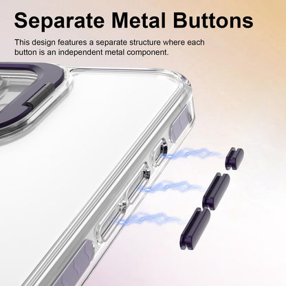 For iPhone 16 Plus Lens Frame Holder Acrylic TPU Phone Case - Clear Purple - EDA009890909E