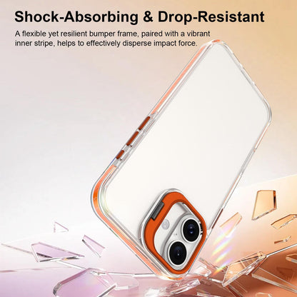 For iPhone 16 Lens Frame Holder Acrylic TPU Phone Case - Clear Orange - EDA009890910A