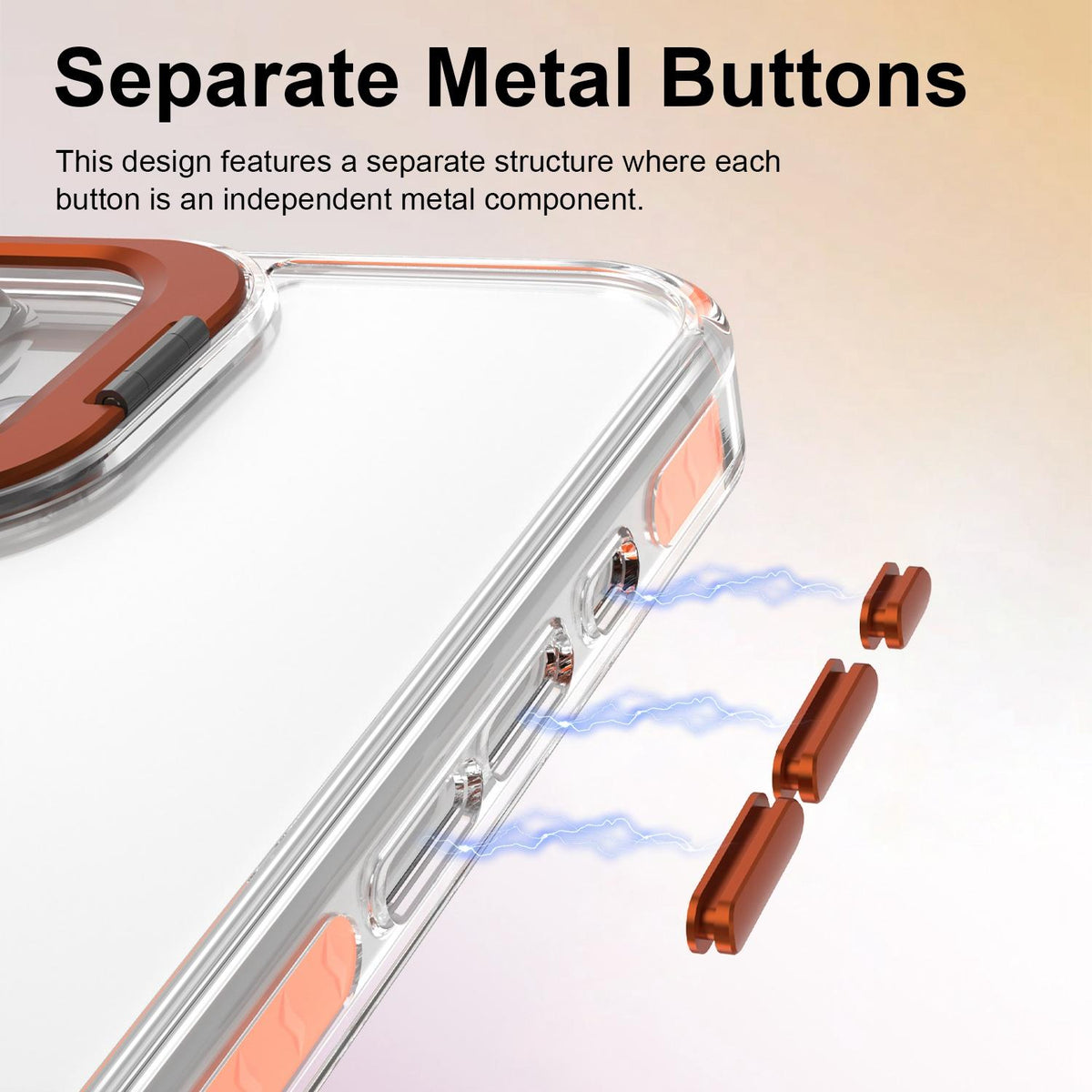 For iPhone 16 Lens Frame Holder Acrylic TPU Phone Case - Clear Orange - EDA009890910A