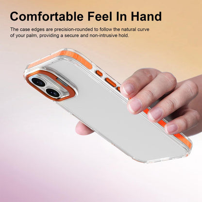 For iPhone 16 Lens Frame Holder Acrylic TPU Phone Case - Clear Orange - EDA009890910A