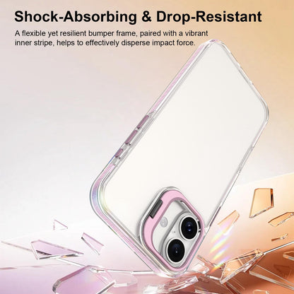 For iPhone 16 Lens Frame Holder Acrylic TPU Phone Case - Clear Pink - EDA009890910B