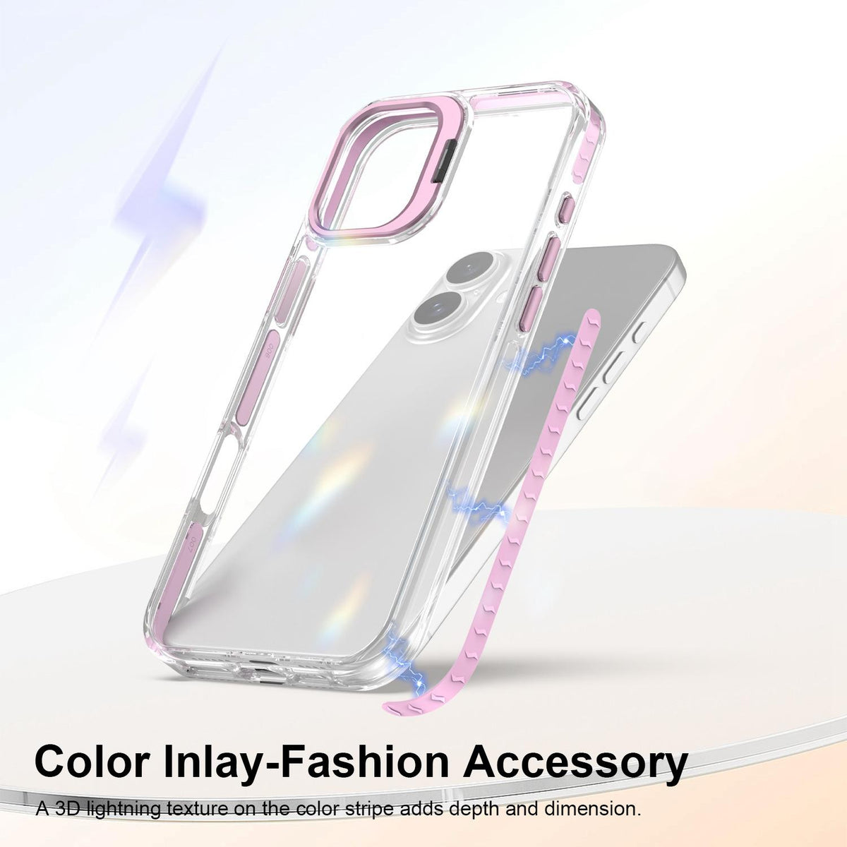 For iPhone 16 Lens Frame Holder Acrylic TPU Phone Case - Clear Pink - EDA009890910B